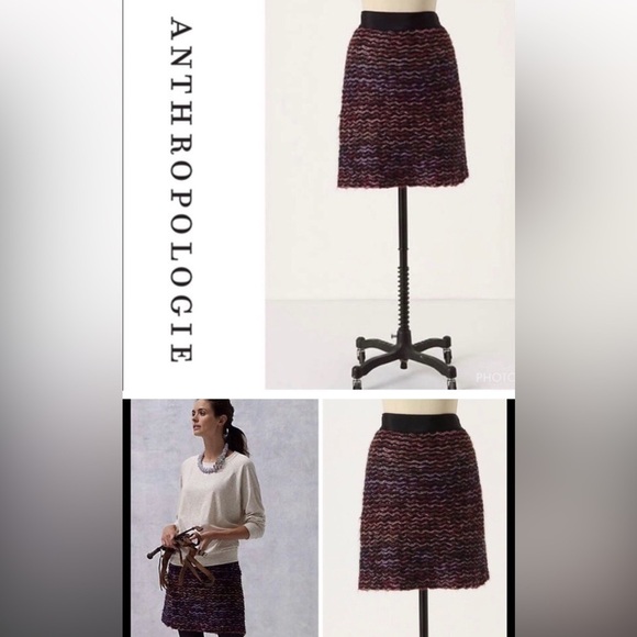 Anthropologie Knitted & Knotted Violet Vibrations mohair wool skirt size 6 EUC - Picture 1 of 11